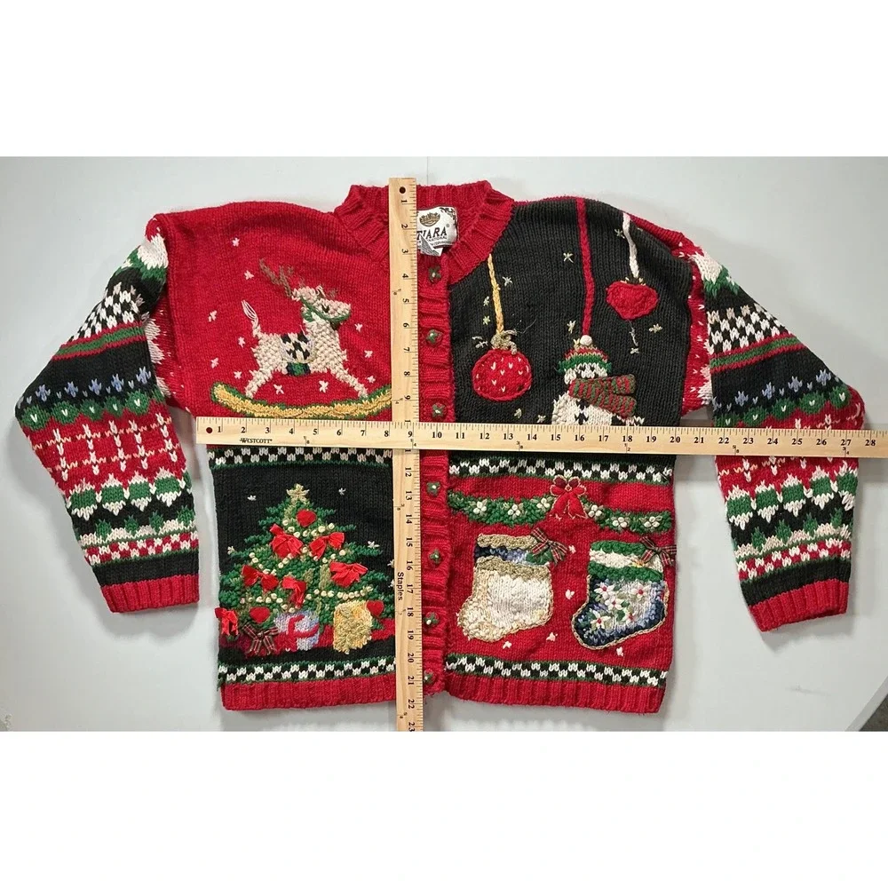 VTG Y2K Tiara International Granny Christmas Ugly Sweater Girls 16 Fits Women S